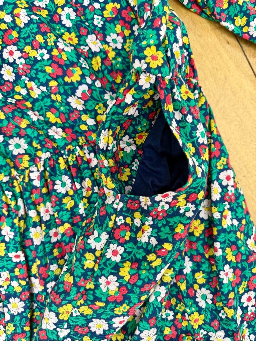 Mini Boden Girls 8-9Y Ditsy Floral Cotton Long Sleeve Dress with Pockets